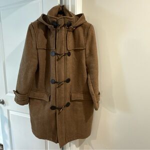 VTG Tasso Elba Toggle Brown Wool YKK Zip Trench detachable hood quality Mens L